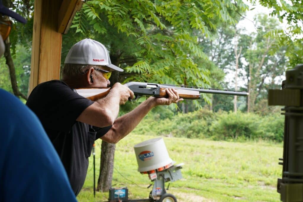 shooter at a course at wing pointe sporting clays